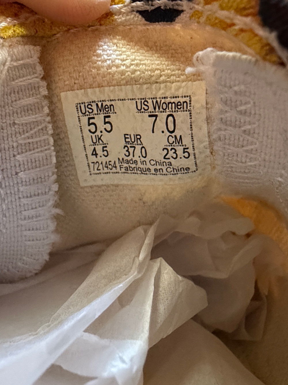Vans Checkerboard Slip-On Sneakers with Yellow Sunflowers - Picture 3 of 3